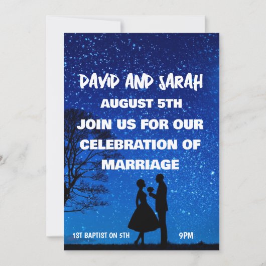 ÉTOILES DE NUIT ROMANTIQUE ÉLÉGANTES INVITATIONS M (Devant)