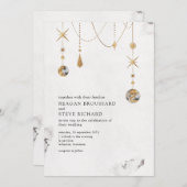 Étoiles d'or céleste et Faire-part de mariage de l (Devant / Derrière)