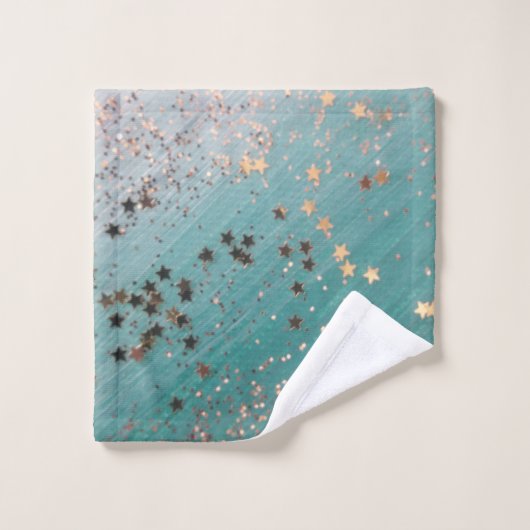 Étoiles d'or chatoyantes sur ensemble de serviette (Gant de toilette)