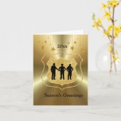 Étoiles d'or et Policier Carte de Noël (Fleur jaune)