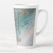 Étoiles d'or Monogram sur Mug en latte Turquoise (Droite)