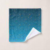 étoiles d'or sur le bleu. (Gant de toilette)