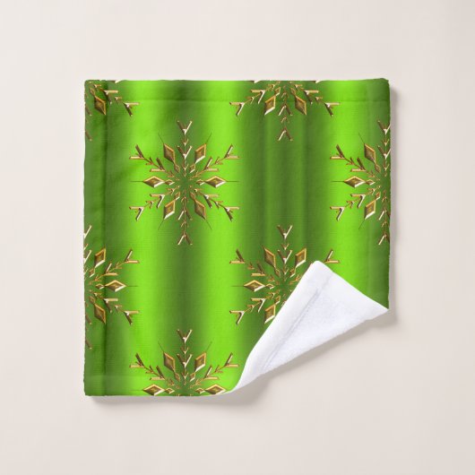 Étoiles d'or sur Noël vert (Gant de toilette)