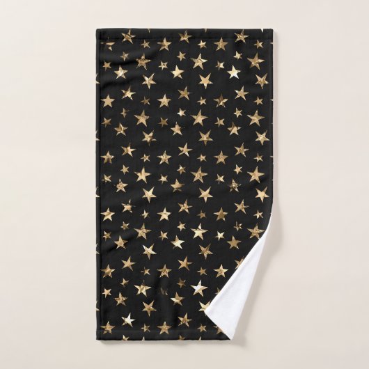 Étoiles d'or sur noir (Serviette à main)