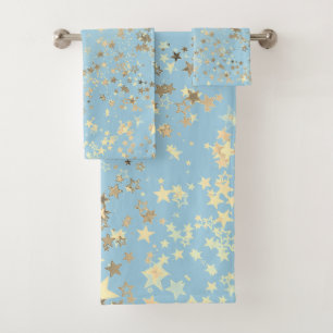 Étoiles d'or Whimsical sur bleu