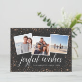 Étoiles dorées | Carte de collage photo de vacance (Debout devant)