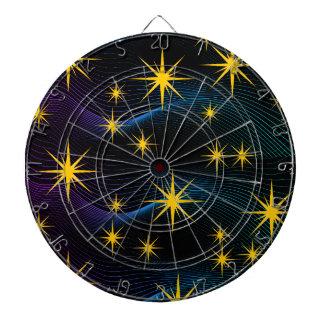 Étoiles dorées néon Design de cible de fléchettes
