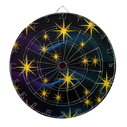 Étoiles dorées néon Design de cible de fléchettes (Devant)