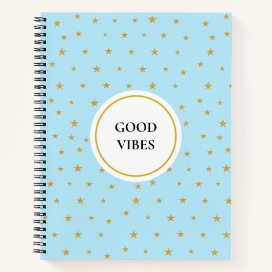 étoiles dorées sur carnet bleu turquoise clair (Devant)