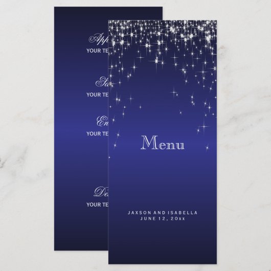 Étoiles en bleu foncé - Menu (Devant / Derrière)