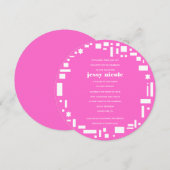 Étoiles et Carré Bar Bat mitzvah Invitation rose (Devant / Derrière)