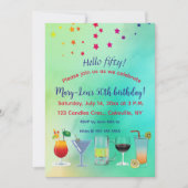 Étoiles et cocktails modifiables Invitation d'anni (Devant)