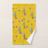 Étoiles et fleurs bleu profond jaune (Serviette à main)
