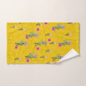 Étoiles et fleurs bleu profond jaune (Serviette à main)