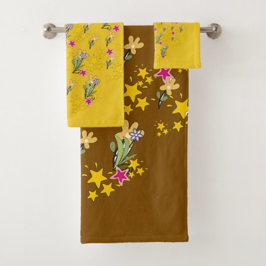 Étoiles Et Fleurs Brun Jaune (En situation)