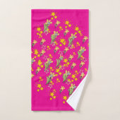 Étoiles Et Fleurs Rose Chaud (Serviette à main)