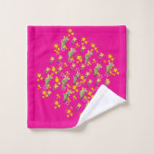 Étoiles Et Fleurs Rose Chaud (Gant de toilette)