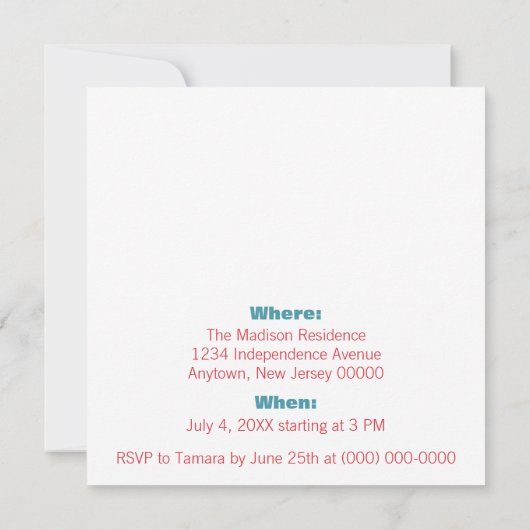 Étoiles et Invitation Fireworks (Dos)