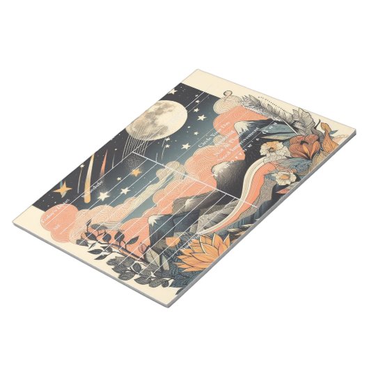 Étoiles et Lune Jolies blocs-notes décoratives (Incliné)