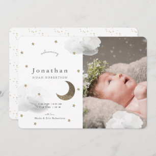 Etoiles et nuages gris Photo Faire-part bébé