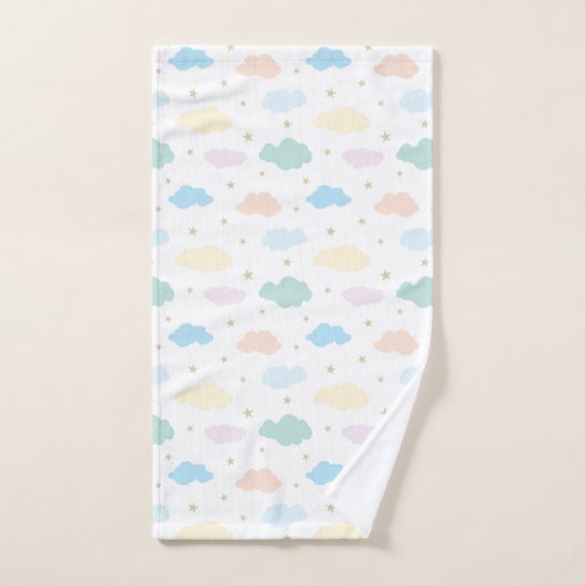 Étoiles et nuages Pastel (Serviette à main)