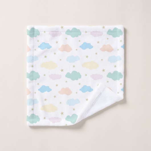 Étoiles et nuages Pastel (Gant de toilette)