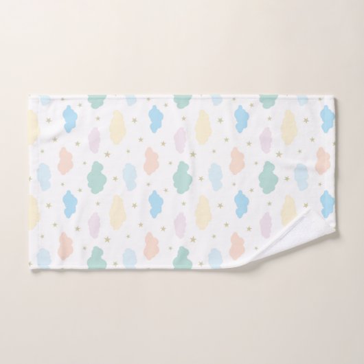Étoiles et nuages Pastel (Serviette à main)
