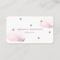 Etoiles et nuages roses Carte de visite blanc