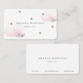 Etoiles et nuages roses Carte de visite blanc (Devant / Derrière)