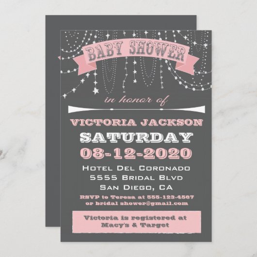 Étoiles et perles Bébé Douche Invitations (Devant / Derrière)