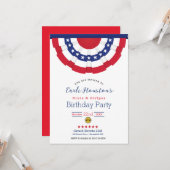 Étoiles et rayures Invitation de fête d'anniversai (Devant/Arrière en situation)