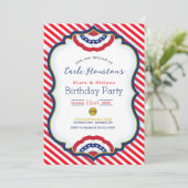 Étoiles et rayures Invitation de fête d'anniversai (Debout devant)