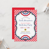 Étoiles et rayures Invitation de fête d'anniversai (Devant/Arrière en situation)