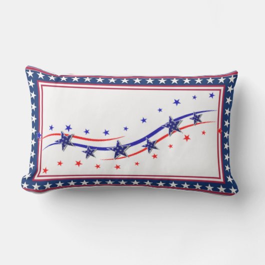 Étoiles et rayures Patriotique Thon Coussin (Recto)
