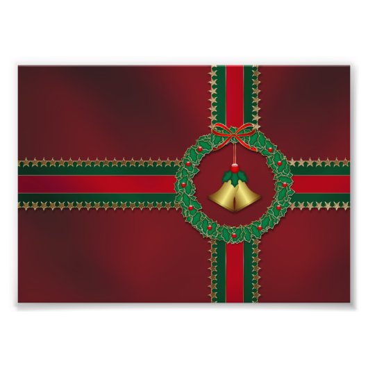 Étoiles et rayures Photo de Noël Imprimer (Devant)