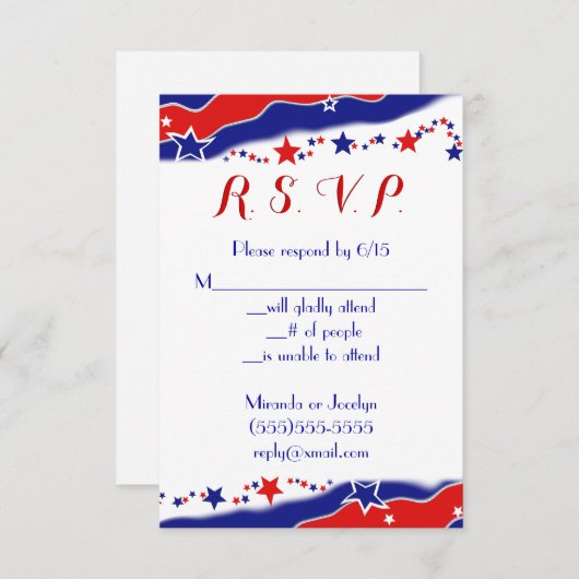 Étoiles et rayures RSVP (Devant / Derrière)