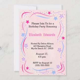 Étoiles et tourbillons Invitation de fête d'annive