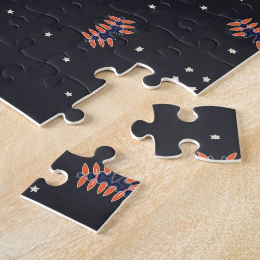 Étoiles Et Unique Motif Spacship Jigsaw Puzzle (Côté)