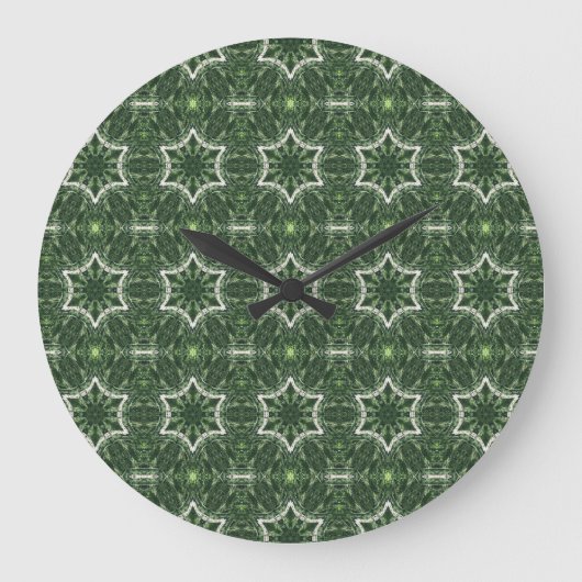 étoiles géométriques à six côtés sur horloge verte (Recto)