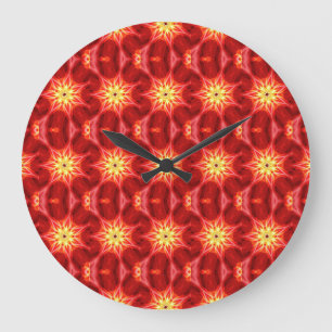 étoiles géométriques en or sur horloge rouge