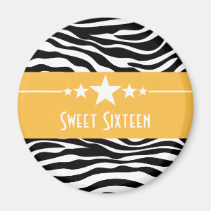 Etoiles Jaunes Zèbre Imprimer Sweet 16 Magnet