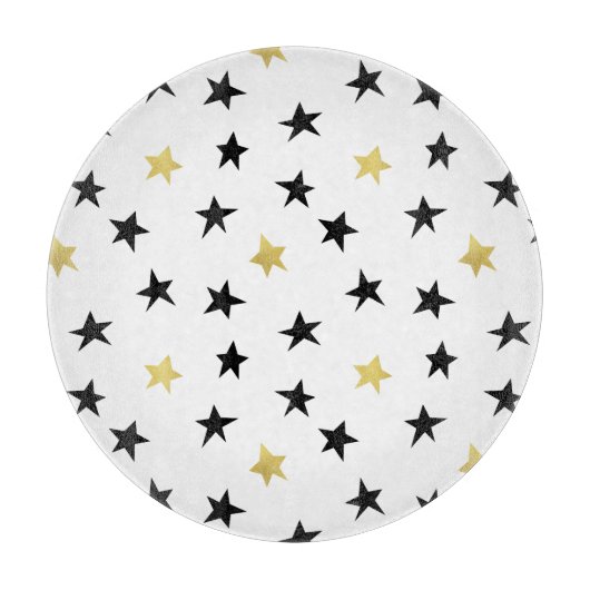 Étoiles joueuses - Planche à découper noir et or (Devant)
