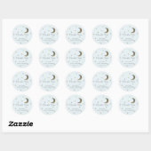 Étoiles & Lune Baby shower Bleu Merci Sticker (Feuille)