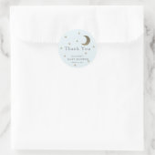 Étoiles & Lune Baby shower Bleu Merci Sticker (Sac)