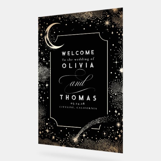 Étoiles Lune Celestial Black Mariage Affiche de bi (Angle)