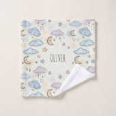 Étoiles, lunes et nuages fluides (Gant de toilette)