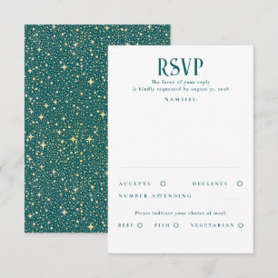 Étoiles Mariage Turquoise et Or RSVP