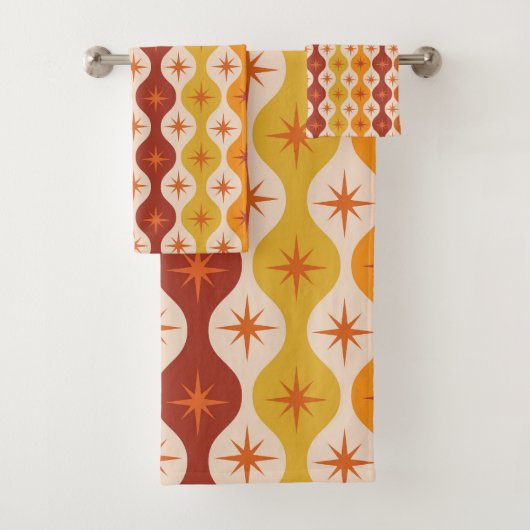 Étoiles mod orange du milieu du siècle sur motif o (En situation)