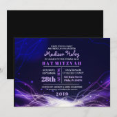 ÉTOILES NÉON ÉCLAIRANTES Invitation Bat Mitzvah Vi (Devant / Derrière)