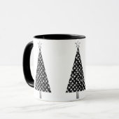 Étoiles Noires et Argent Moderne Arbre de Noël Mug (Devant gauche)